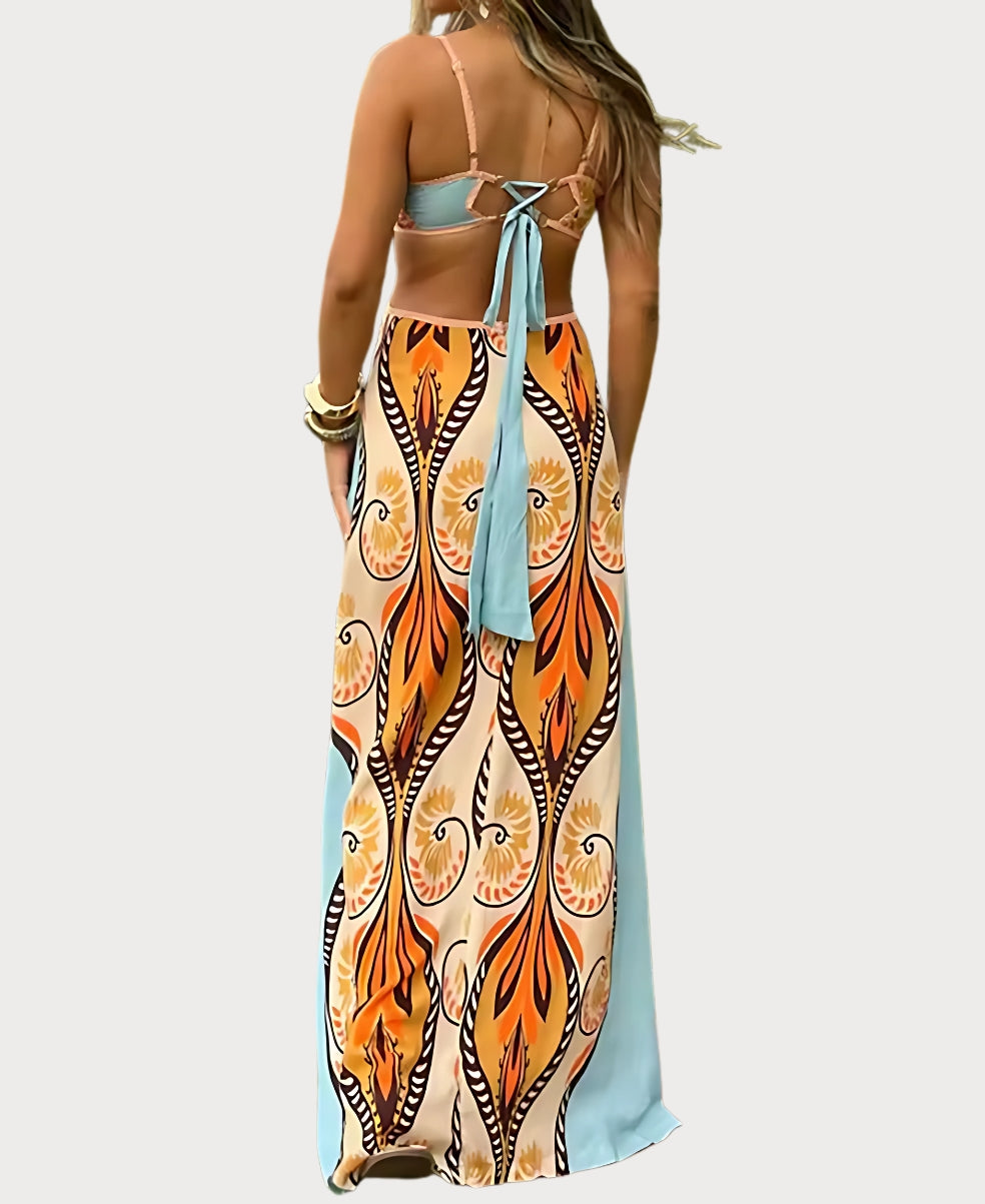 Aurora - Vestido Cut-Out con Estampado Abstracto