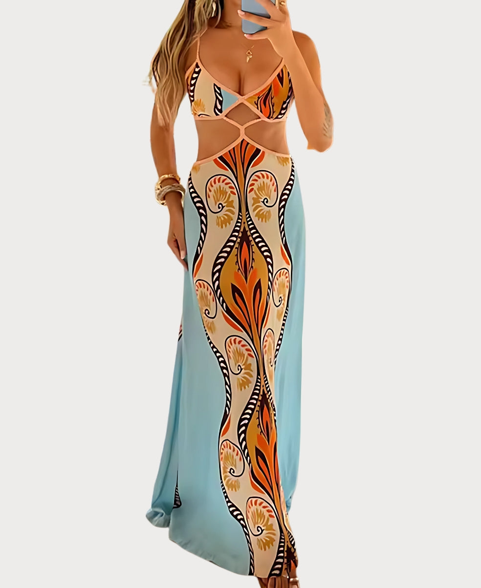 Aurora - Vestido Cut-Out con Estampado Abstracto