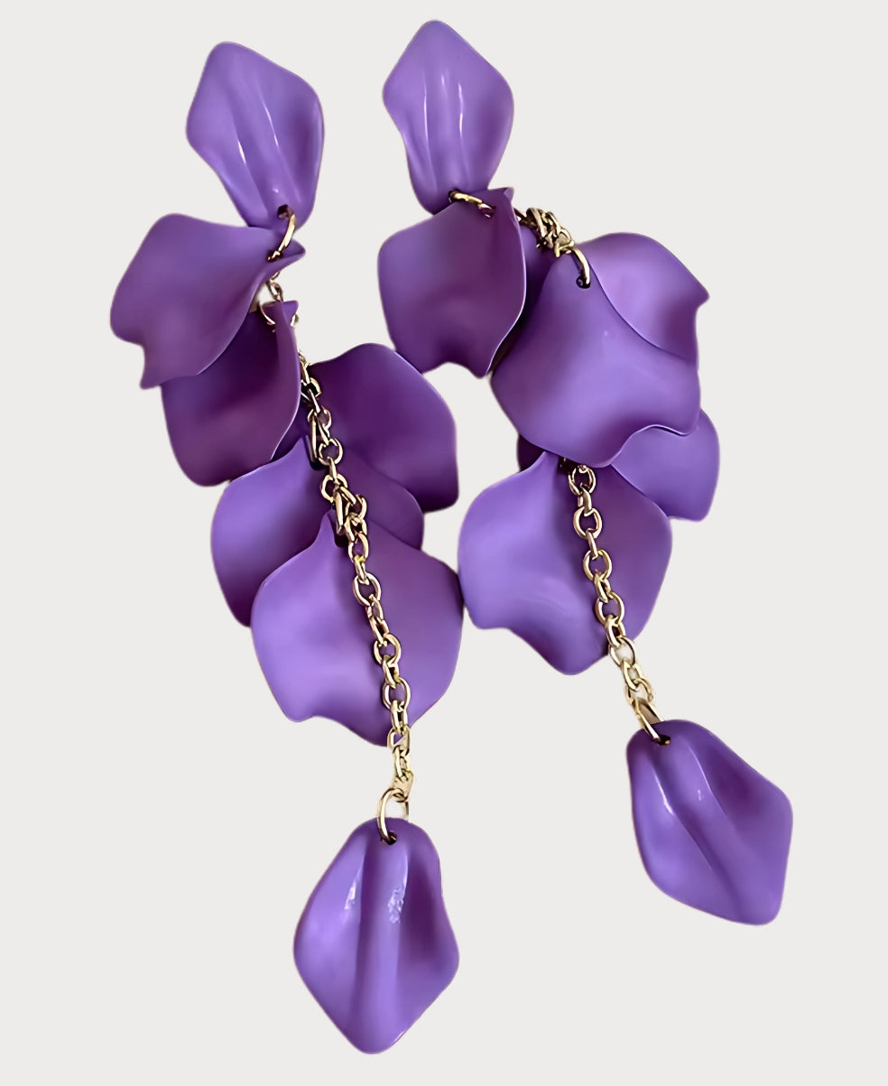 Pendientes de Gotas de Pétalos de Orquídea