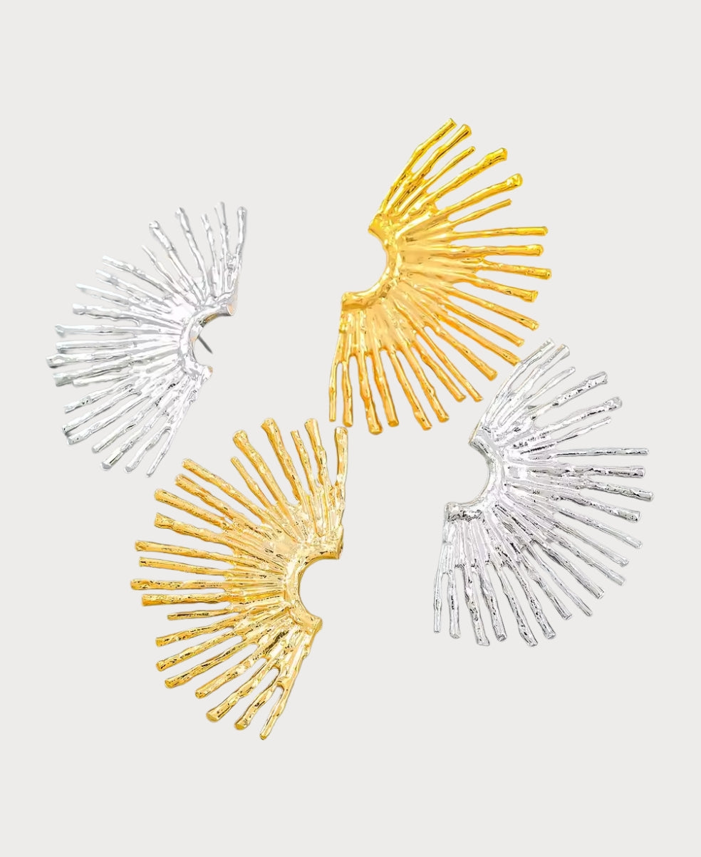 Pendientes de Metal de Flor de Medio Sol