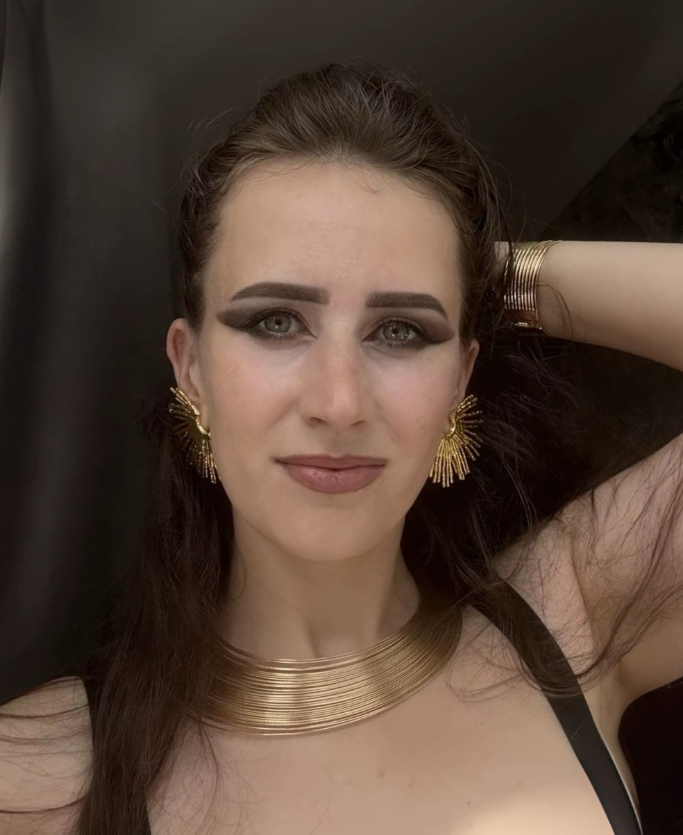 Pendientes de Metal de Flor de Medio Sol