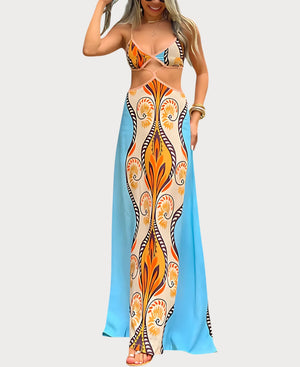 Aurora - Vestido Cut-Out con Estampado Abstracto