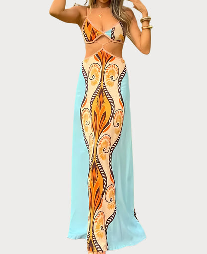 Aurora - Vestido Cut-Out con Estampado Abstracto