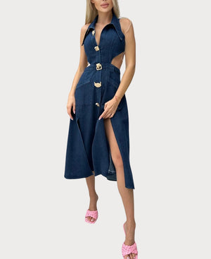 Venus - Vestido de Mezclilla sin Mangas con Corte Moderno