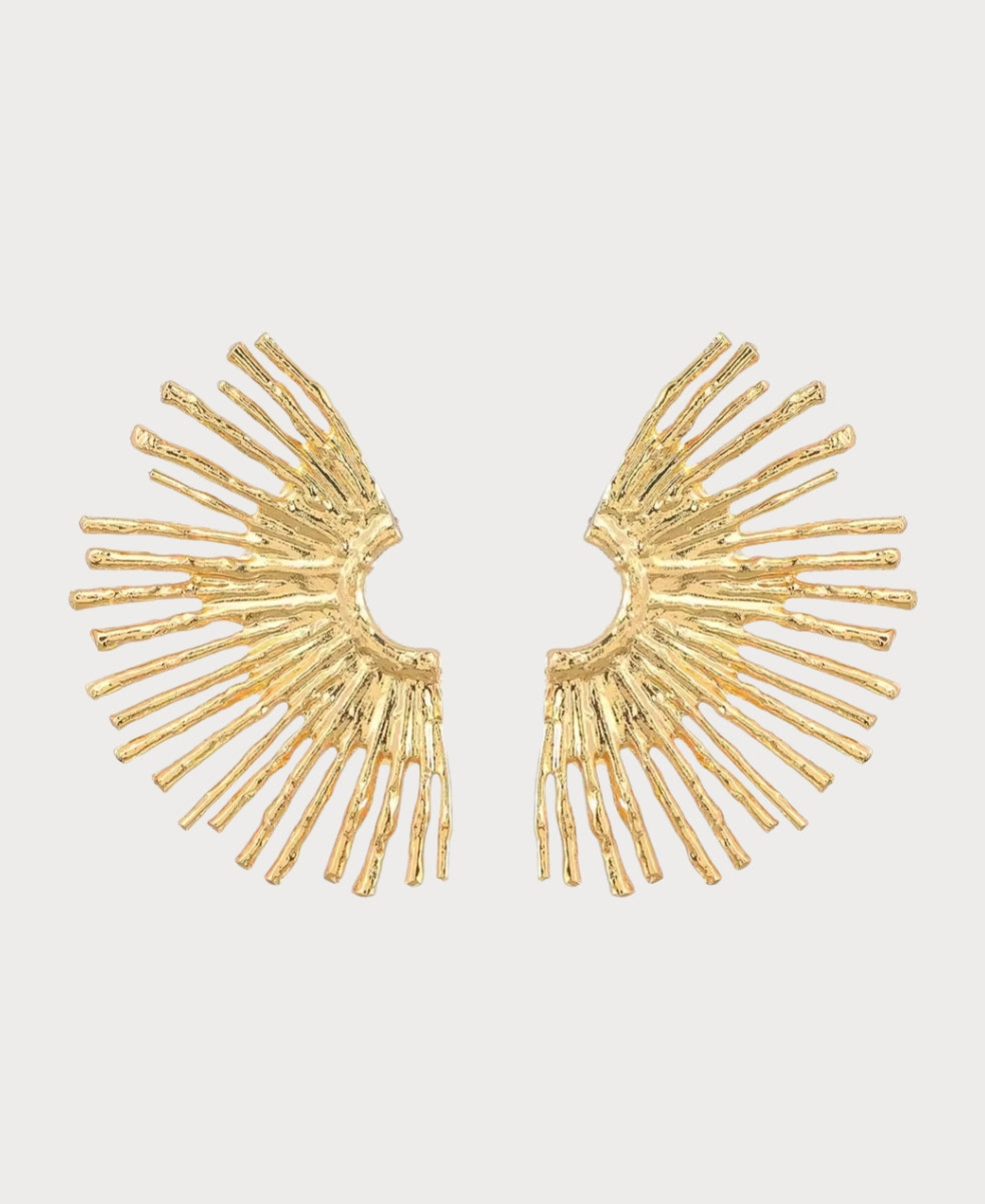 Pendientes de Metal de Flor de Medio Sol